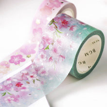 sakura rain wash tape pink cherry blossom on aqua bgm masking tape