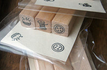 set of 3 spool pushpin button rubber stamp