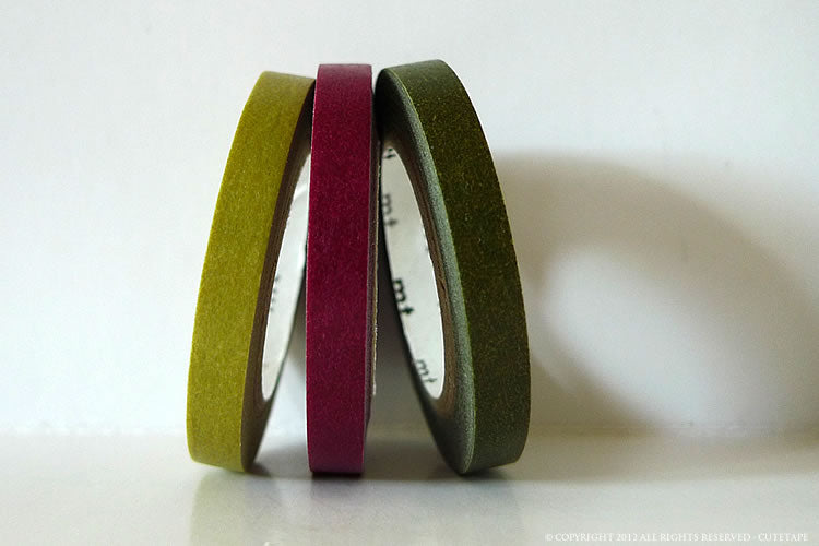 Thin MT Washi Tape Sets 6mm Slim E MT Japanese - Burgundy, Olive, Beige (discontinued)