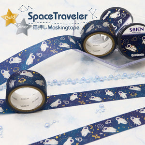 Astronaut Washi Tape Spaceship Saien Japanese Silver Foil Kamiiso Sansyo