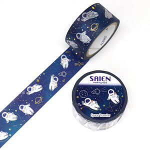 Astronaut Washi Tape Spaceship Saien Japanese Silver Foil Kamiiso Sansyo