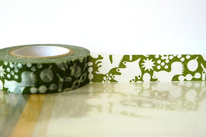 Squirrel Acorn Washi Japanese Tape Teal Autumn Leaves Fall