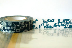 Squirrel Acorn Washi Japanese Tape Teal Autumn Leaves Fall