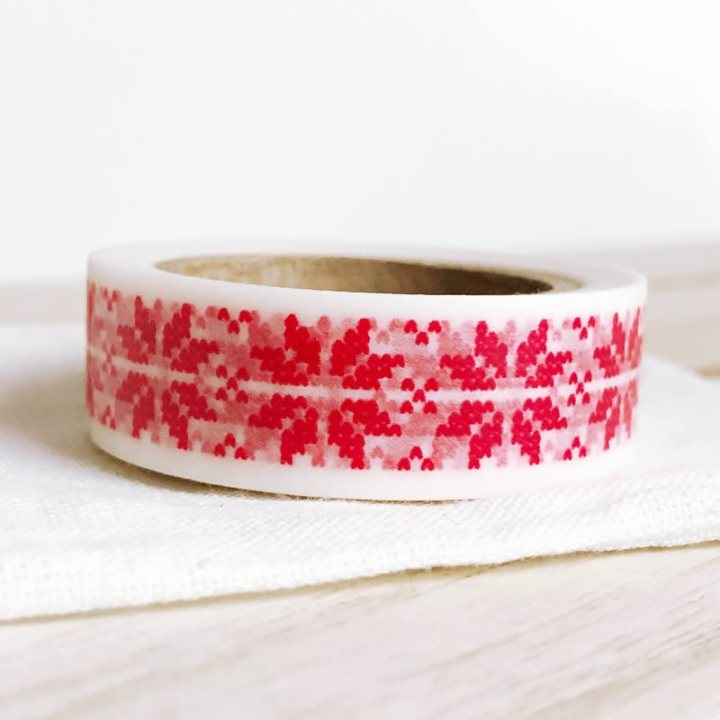 christmas washi tape red stitch on white, xmas tape