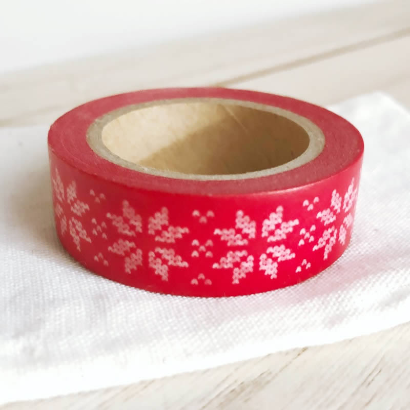 Stitch Snowflake Washi Tape White on Red Christmas Masking Tape