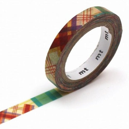 7mm check line MT Thin Washi Tape Diagonal Plaid Gingham Slim Japanese **