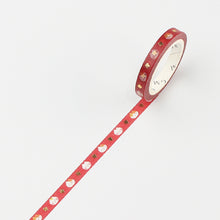 Tiny Cat on Red BGM washi tape - Foil Accent - Thin, Slim, Narrow 5mm x 5m (DISCONTINUED)
