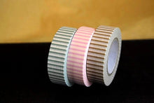 vertical stripe washi tape, showing green, pink, brown