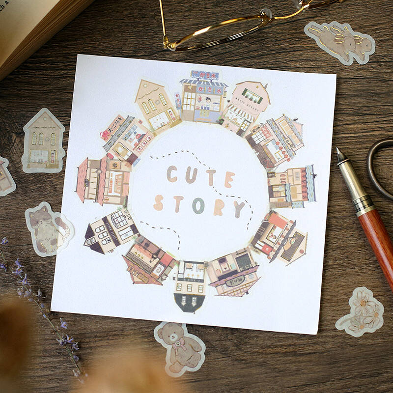 Vintage Cute Store Washi Sticker Flakes Post Office BGM deco stickers ...