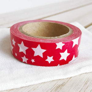 Christmas Washi Tape White Stars on Red