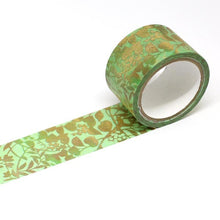 Wide Gold Vine Washi Tape Kimono Green Floral Gold Foil GILDED Japanese Zen