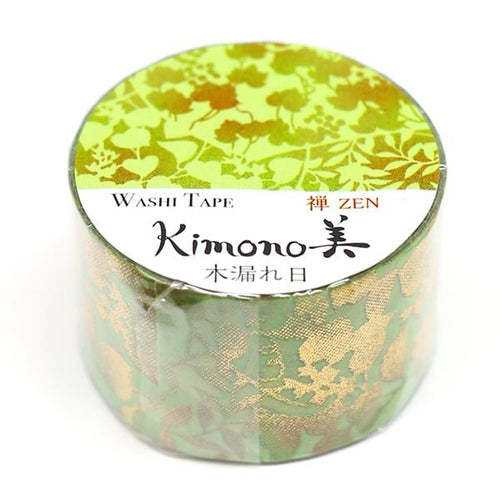 Wide Gold Vine Washi Tape Kimono Green Floral Gold Foil GILDED Japanese Zen