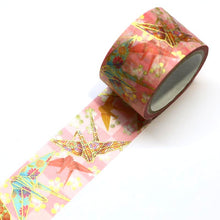 Wide Folded Paper Crane Washi Tape Kimono Gold Foil GILDED Floral Japanese