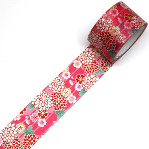 Wide Various Cherry Blossoms Kimono Washi Tape Sakura Floral Gold Foil GILDED Japanese