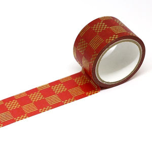 Wide Red Gold Checkered Kimono Washi Tape Gold Foil GILDED Japanese