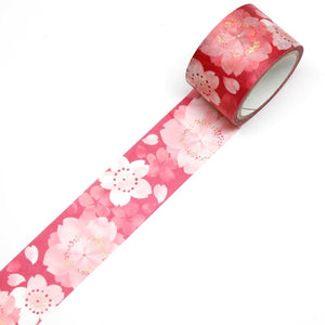 Wide Reiwa Pink Sakura Kimono Washi Tape - Celebrate Color - Gold Foil GILDED Japanese